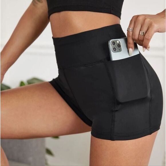 NWT, Shein • High Waisted Black Cycle Shorts  - Picture 1 of 2